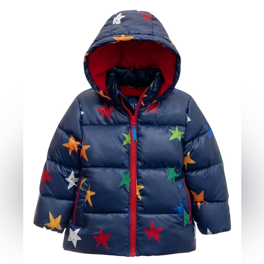 NWOT Toys R‎ Us Boys Heavyweight Star Print Puffer Jacket with Hood Winter Warm